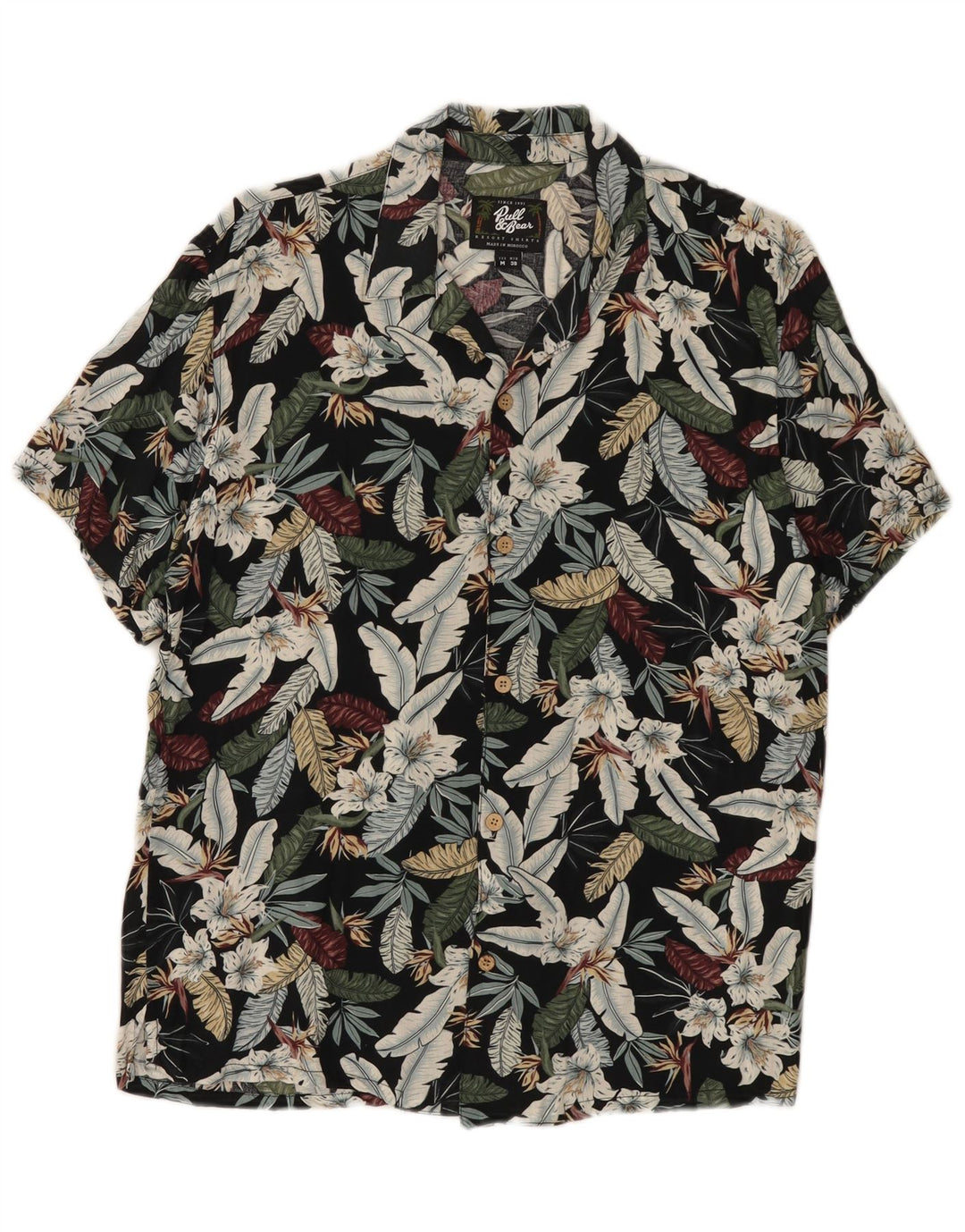 Pull & Bear Herre Hawaii kortærmet skjorte Medium Multicolored Floral