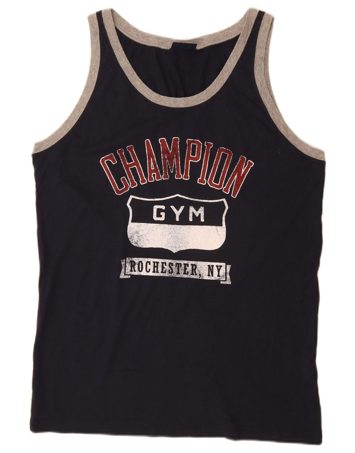 Champion Herre Grafisk Vest Top XL Marineblå Bomuld