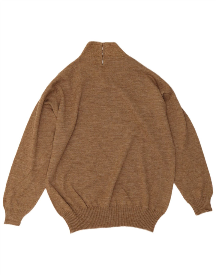 Luisa Spagnoli Dame Turtle Neck Jumper Sweater UK 16 Stor Beige Uld