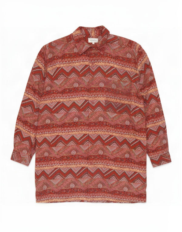 Cocoon Mens Shirt Large Burgundy Geometric Silk