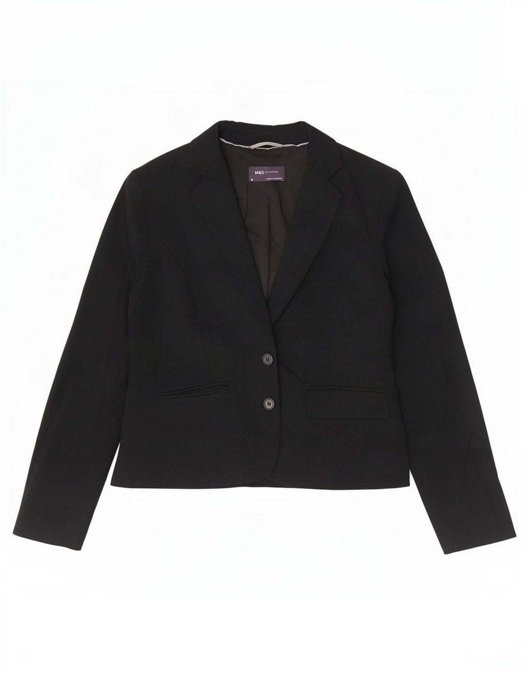 Marks & Spencer Dame 2 Button Blazer Jacket UK 12 Medium Black Polyester