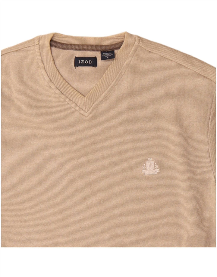 IZOD Herre V-hals sweater lille beige bomuld