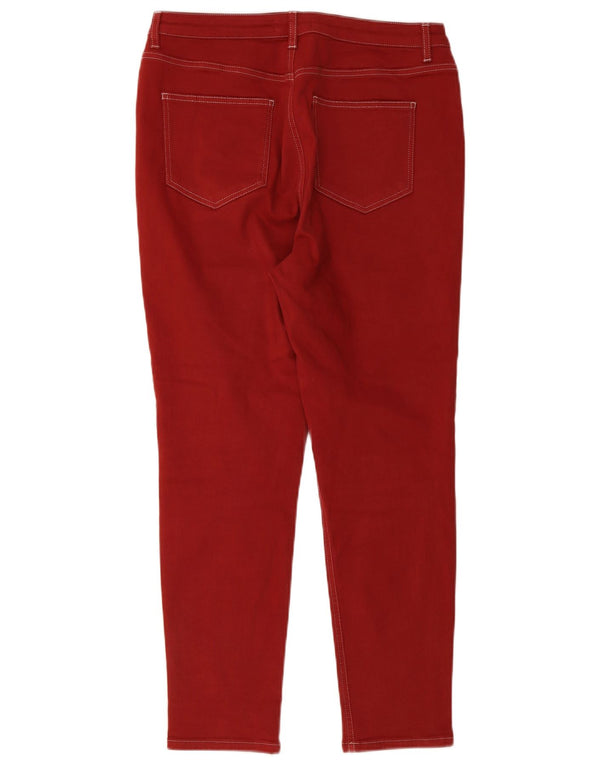 MINT FLØJL Dame Skinny Casual Bukser UK 16 Large W34 L27 Rød Bomuld