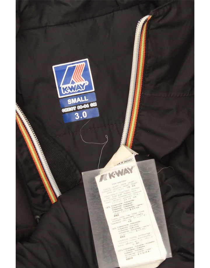 K-Way Dame Hætte Oversized regnjakke UK 10 Lille sort polyamid