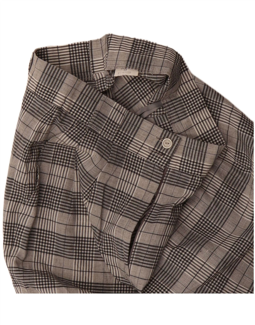 Vintage kvinders højtaljede chinoshorts EU 38 Medium W28 Grå ternet