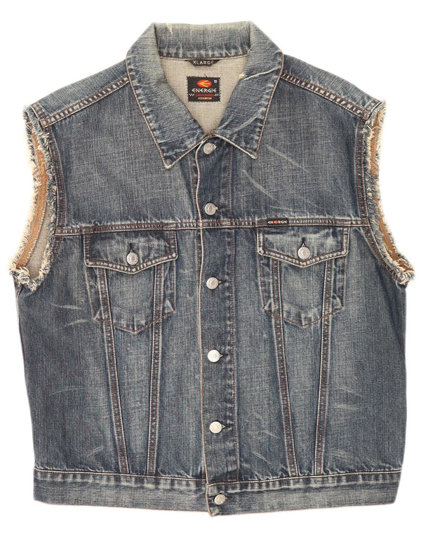 Energe Herre Denim Gilet UK 42 XL Blå Bomuld