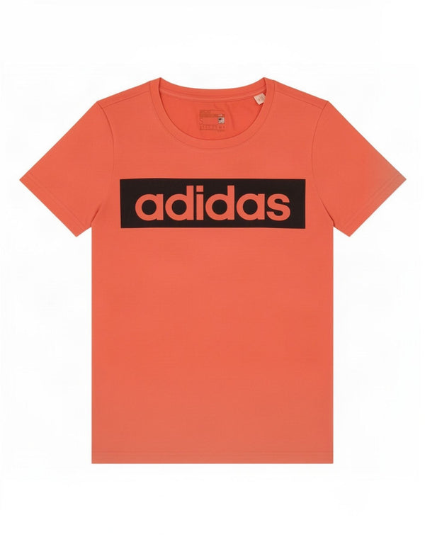 Adidas Dame Climalite Grafisk T-Shirt Top UK 10 Lille Pink Bomuld