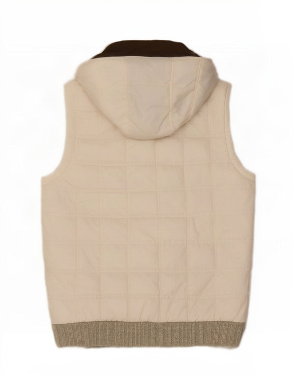 Energie Dame Hooded Polstret Gilet UK 14 Medium White Colourblock Polyamid