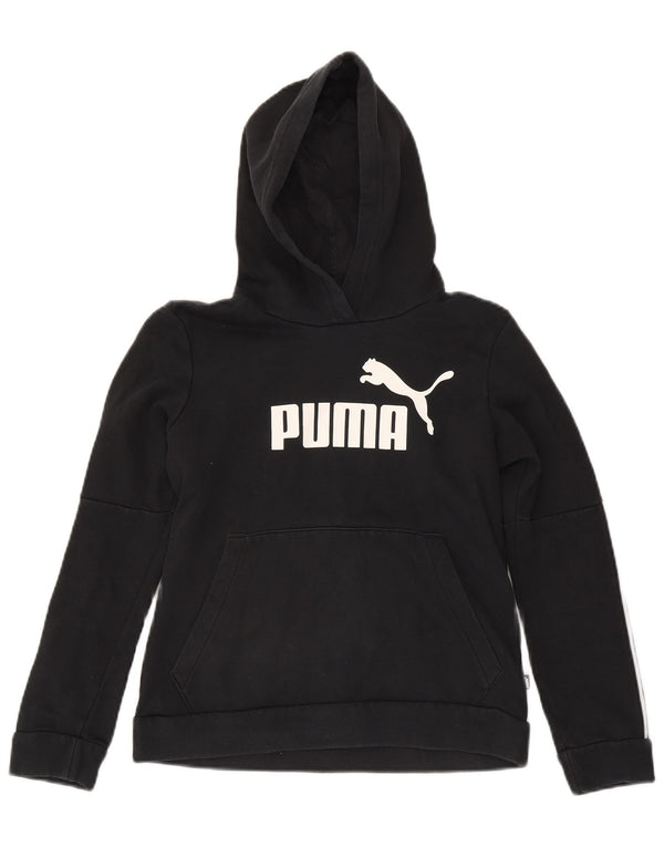 Puma piger grafisk hættetrøje 9-10 år lille sort bomuld