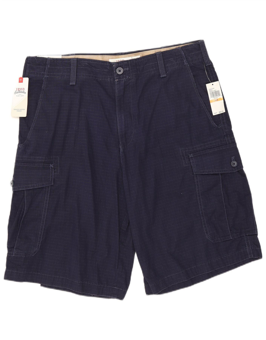 IZOD Herre Salt Water Cargo Shorts W33 Medium Navy Blue Bomuld