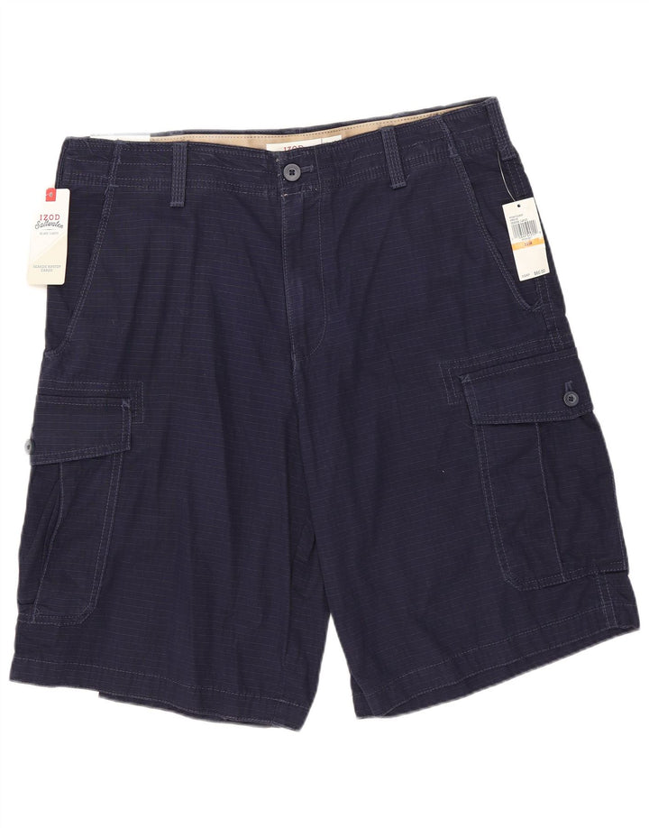 IZOD Herre Salt Water Cargo Shorts W33 Medium Navy Blue Bomuld