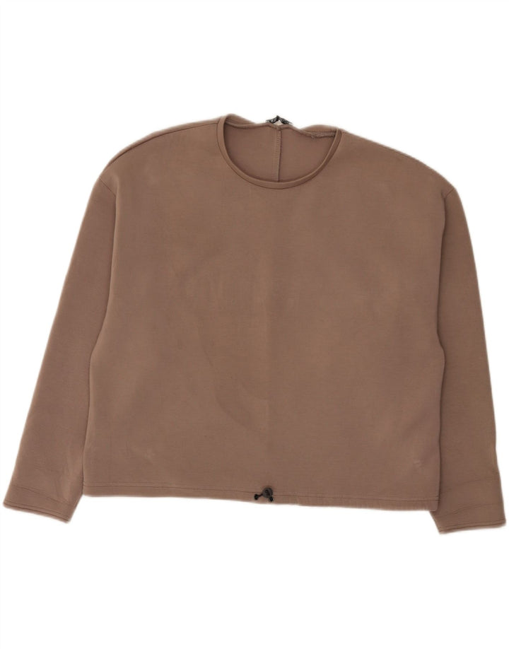 Zara Dame Sweatshirt Jumper UK 16 Stor brun viskose