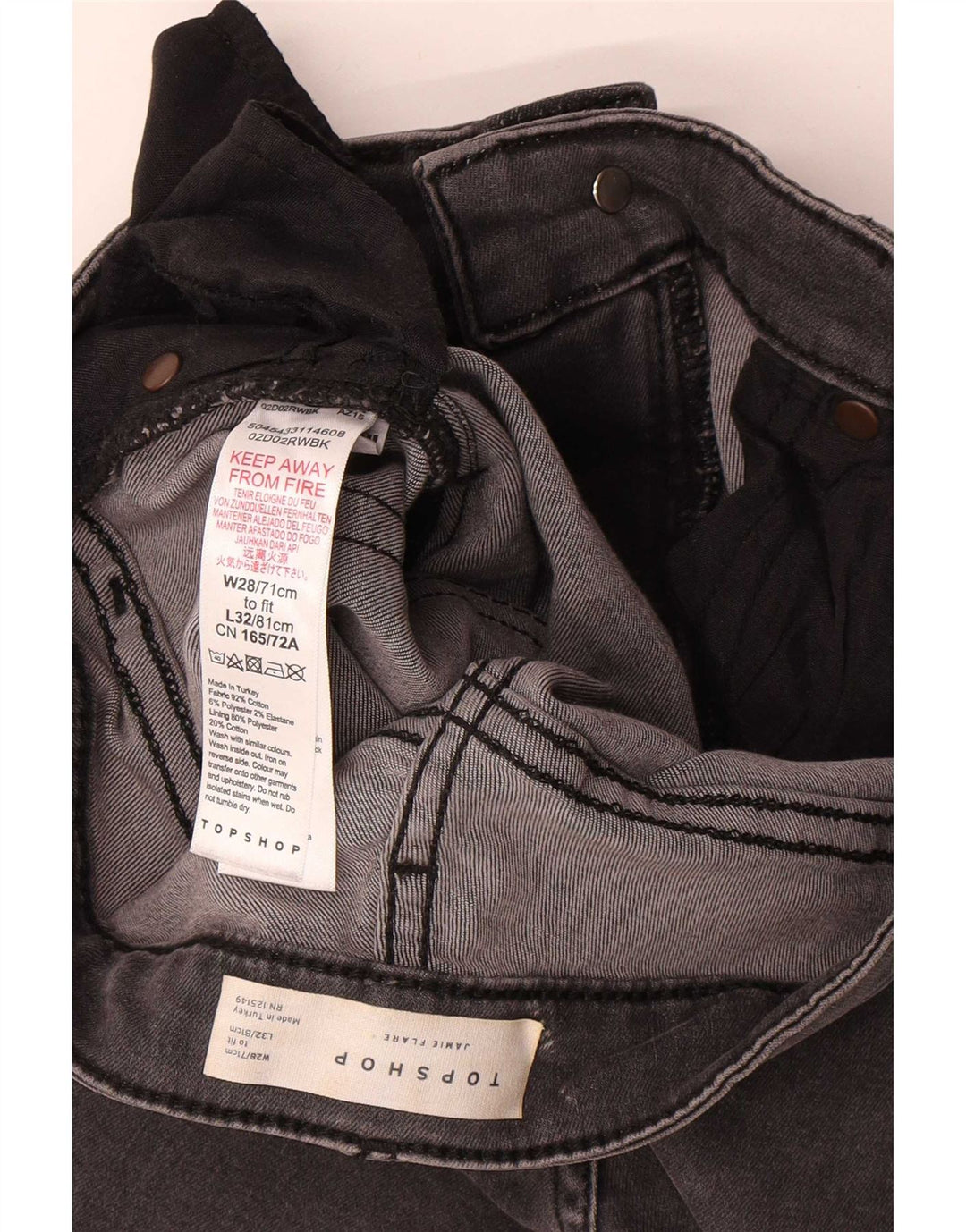 Topshop Dame Jamie Flared Jeans W28 L32 Grå Bomuld