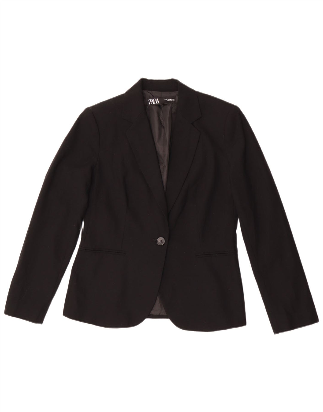 Zara Dame 1 Knap Blazer Jakke EU 38 Lille Sort
