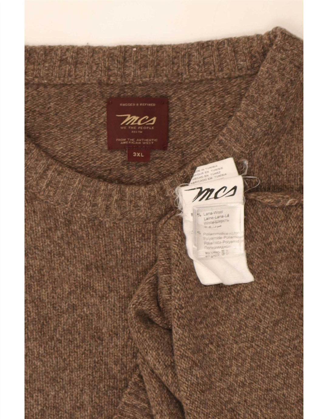 Marlboro Classics Herre Crew Neck Jumper Sweater 3XL Brun Flecked Wool