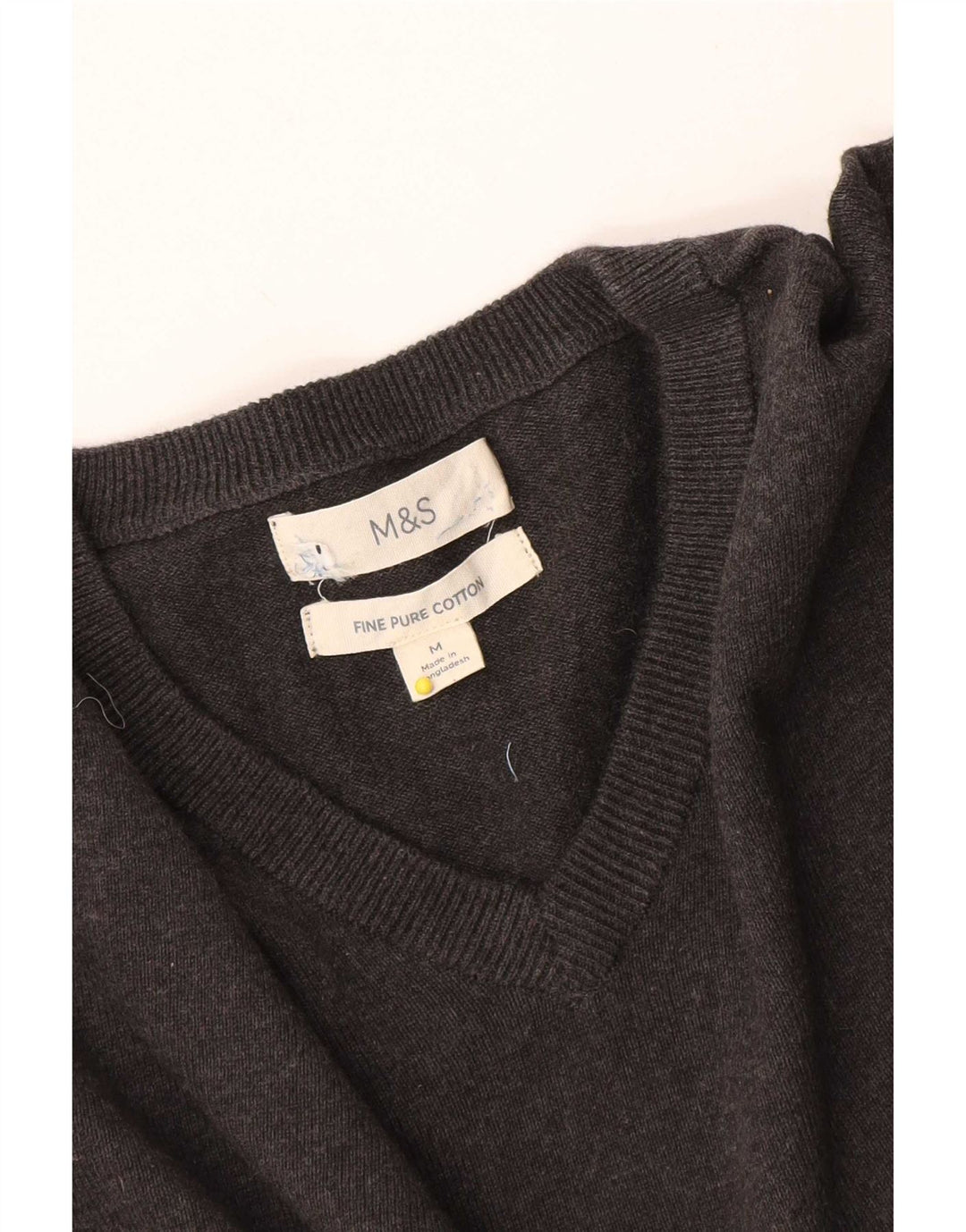 Marks & Spencer Herre V-hals sweater mellemgrå bomuld