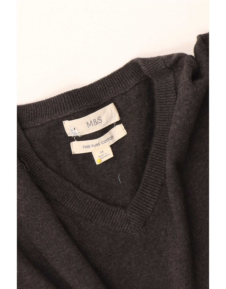 Marks & Spencer Herre V-hals sweater mellemgrå bomuld