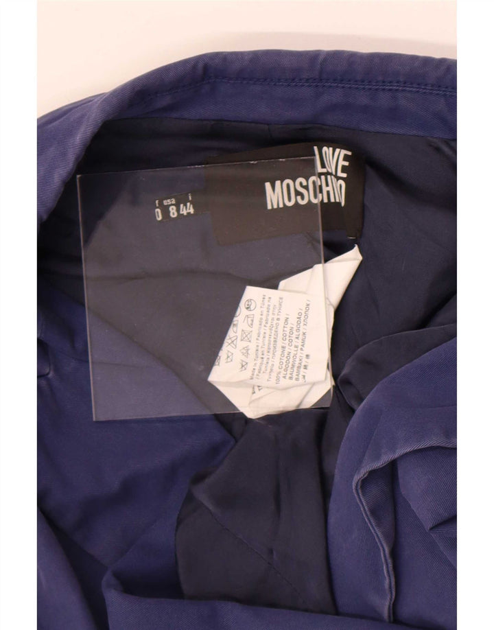 Moschino Dame Dobbeltradet Bolero Jacket IT 44 Medium Blue Bomuld