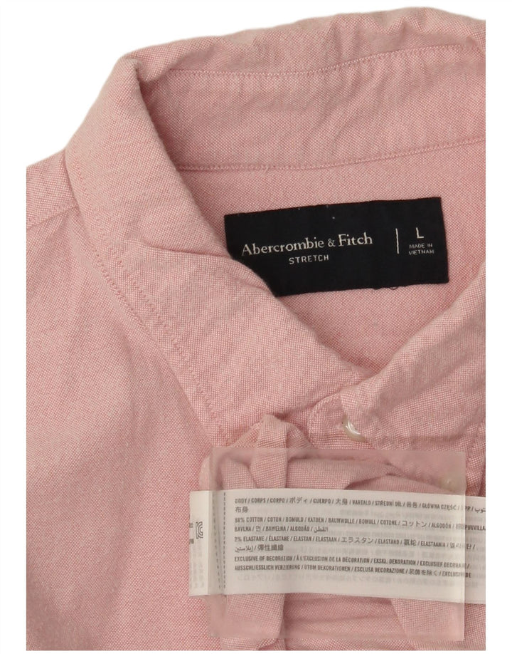 Abercrombie & Fitch herreskjorte stor pink bomuld