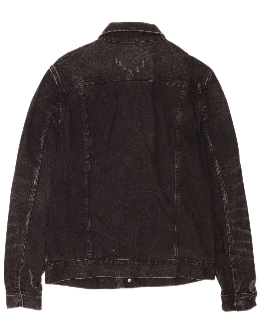 All Saints Herre Distressed Denim Jacket UK 38 Medium Sort Bomuld