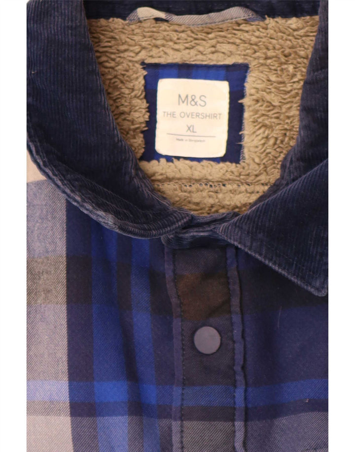 Marks & Spencer Herre Overshirt Lumberjack Shirt XL blå ternet polyester
