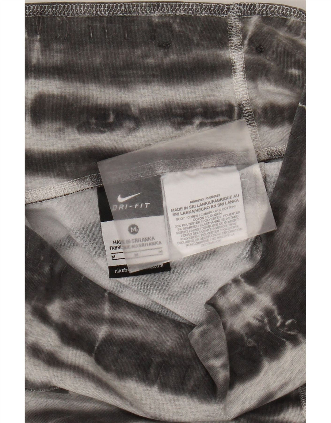 Nike Dame Capri Leggings UK 14 Medium Grey Tie Dye Bomuld