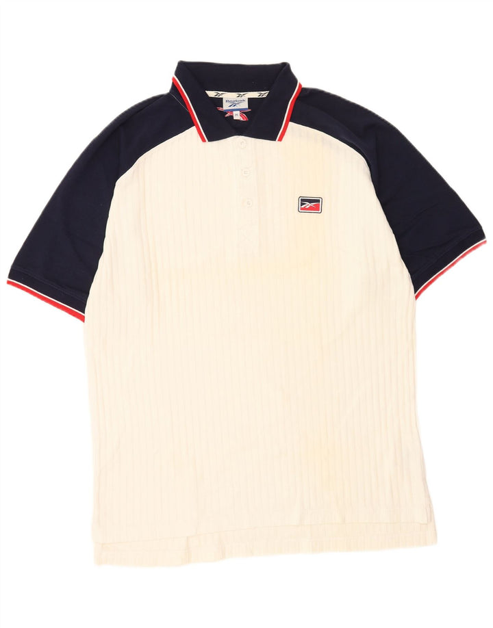 Reebok Poloshirt til mænd Medium White Colourblock Bomuld