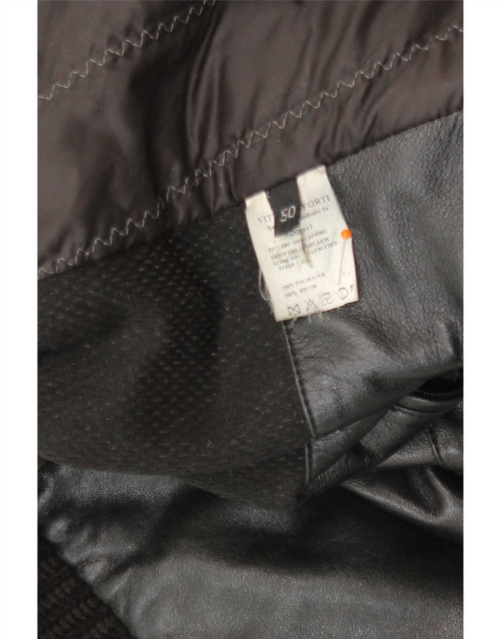 Vittorio Forti Herre Læder Bomber Jacket IT 50 Large Sort