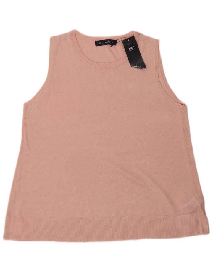 Marks & Spencer Dame Ærmeløs Vest Top UK 14 Medium Pink Viscose