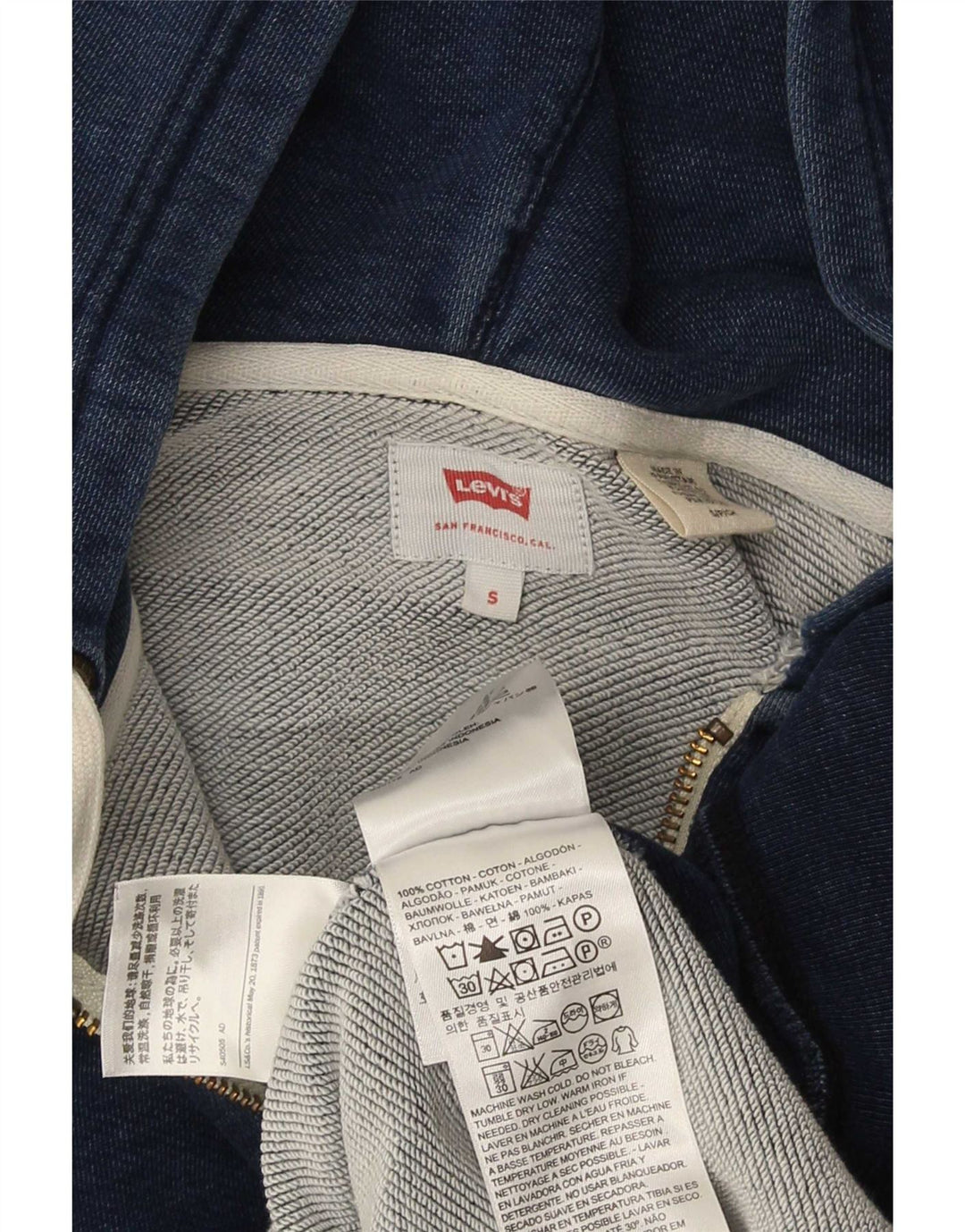 Levi's Herre Regular Fit Hættetrøje med lynlås, lille blå bomuld