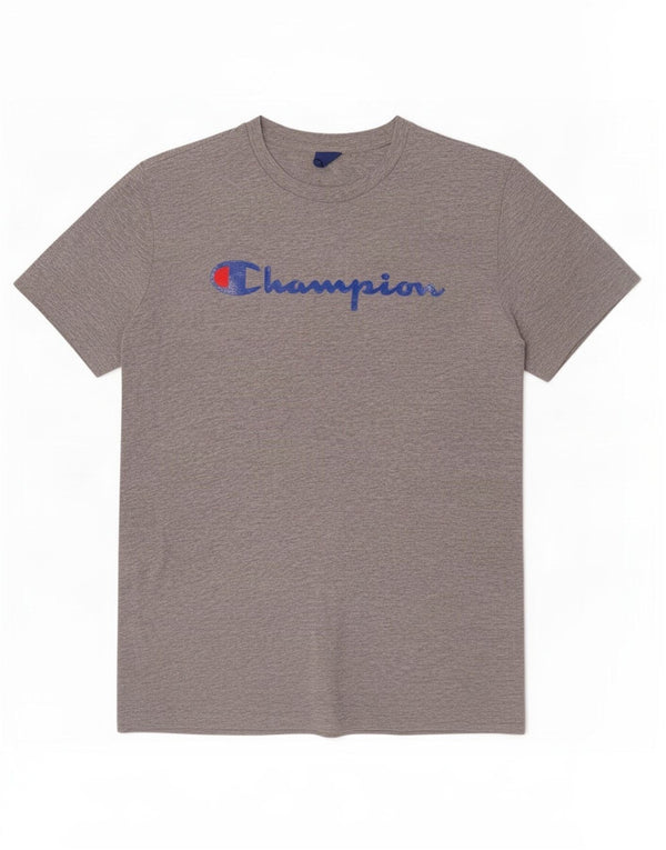 Champion Mens Graphic T-Shirt Top Large Grey Flecked Cotton