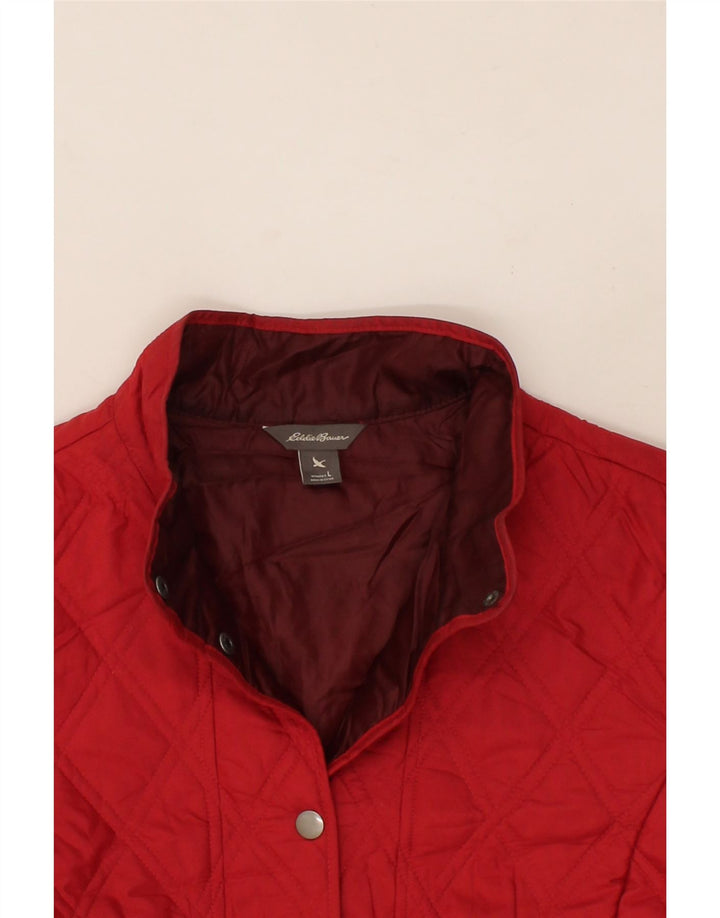 EDDIE BAUER Womens Quilted Overcoat UK 16 Large Red Vintage Eddie Bauer and Second-Hand Eddie Bauer from Messina Hembry 