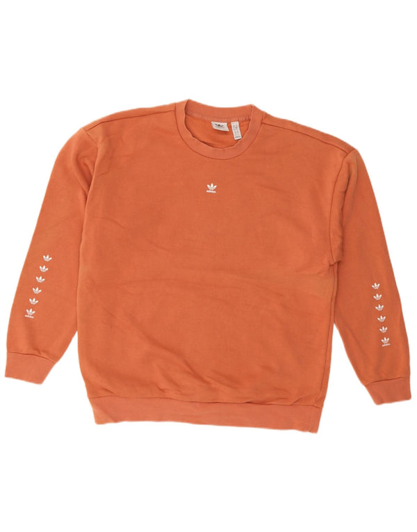 Adidas Dame Grafisk Oversized Sweatshirt Jumper UK 10 Small Orange Bomuld