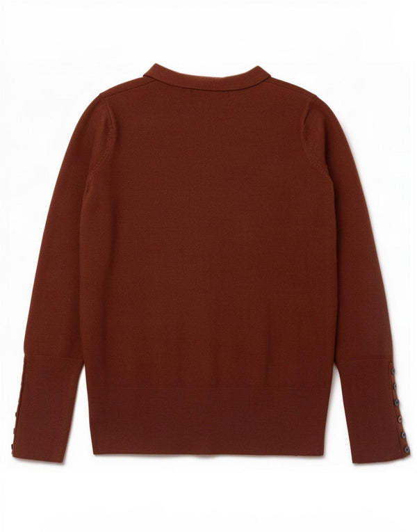 Zara Womens V-Neck Jumper Sweater UK 14 Large Brown Rayon
