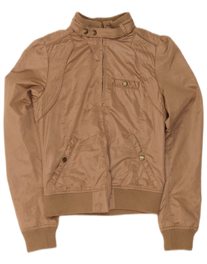 Guess Womens Bomber Jacket UK 6 XS Brun Polyester