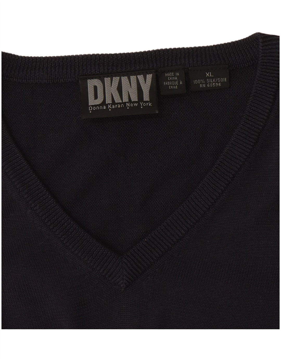 Dkny Herre V-hals sweater XL Marineblå Silke