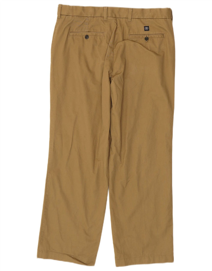 MARKS & SPENCER Straight Chino-bukser til mænd W34 L28 Beige Bomuld