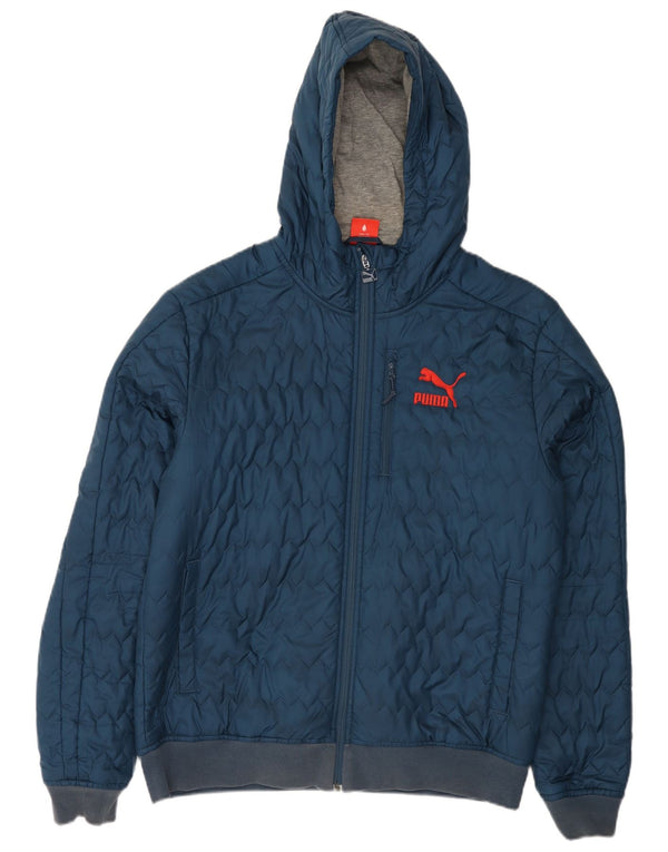 Puma Herre Hætte quiltet jakke UK 40 Large Navy Blue
