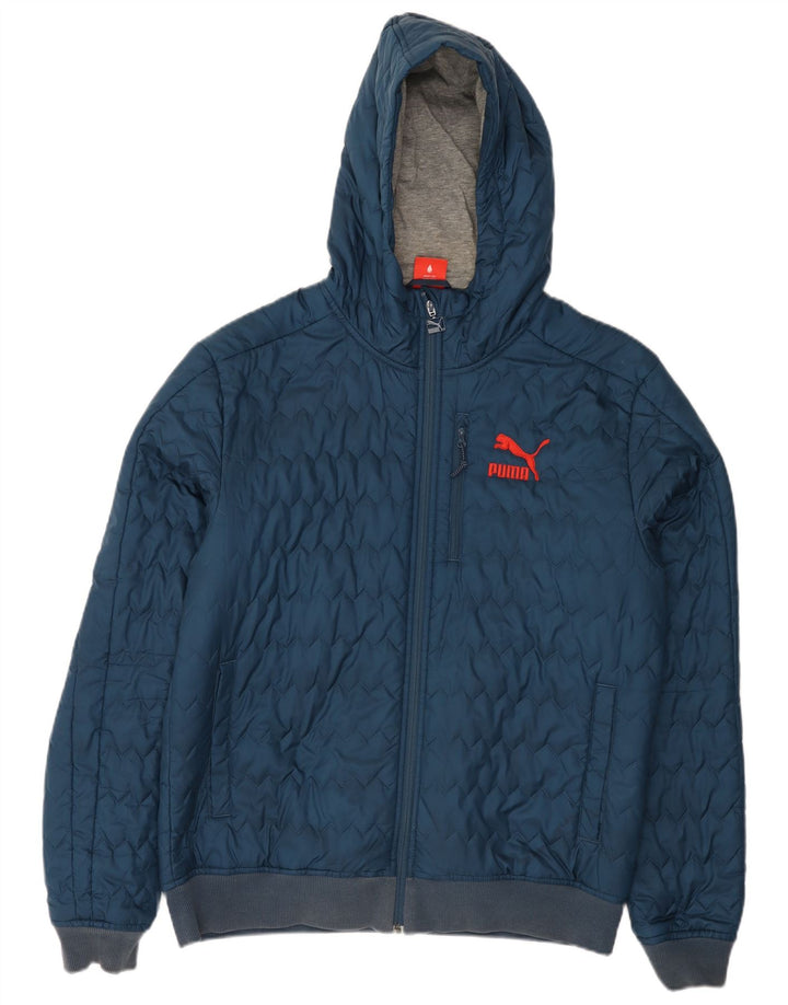 Puma Herre Hætte quiltet jakke UK 40 Large Navy Blue