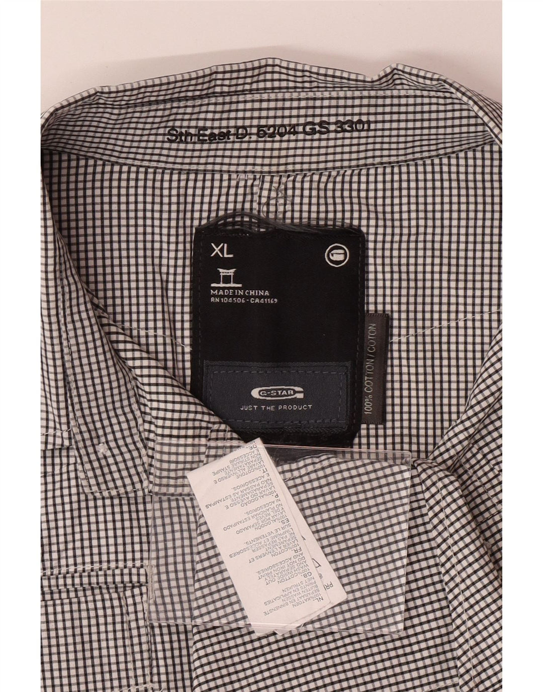 G-STAR herreskjorte XL sort ternet bomuld