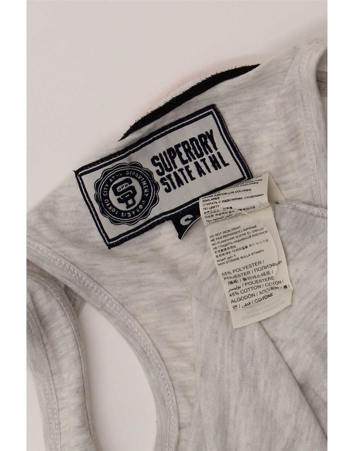 Superdry grafisk vest til mænd, lille grå flækket polyester