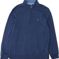 IZOD Mens Zip Neck Sweatshirt Jumper Large Navy Blue Polyester Vintage Izod and Second-Hand Izod from Messina Hembry 