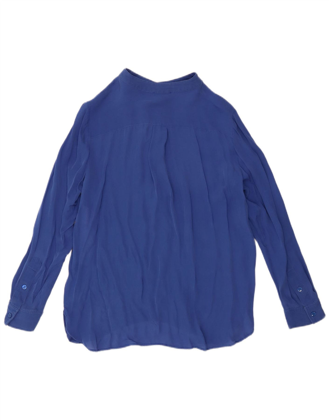 Luisa Spagnoli Dame Langærmet Bluse Top UK 14 Medium Blue Silk