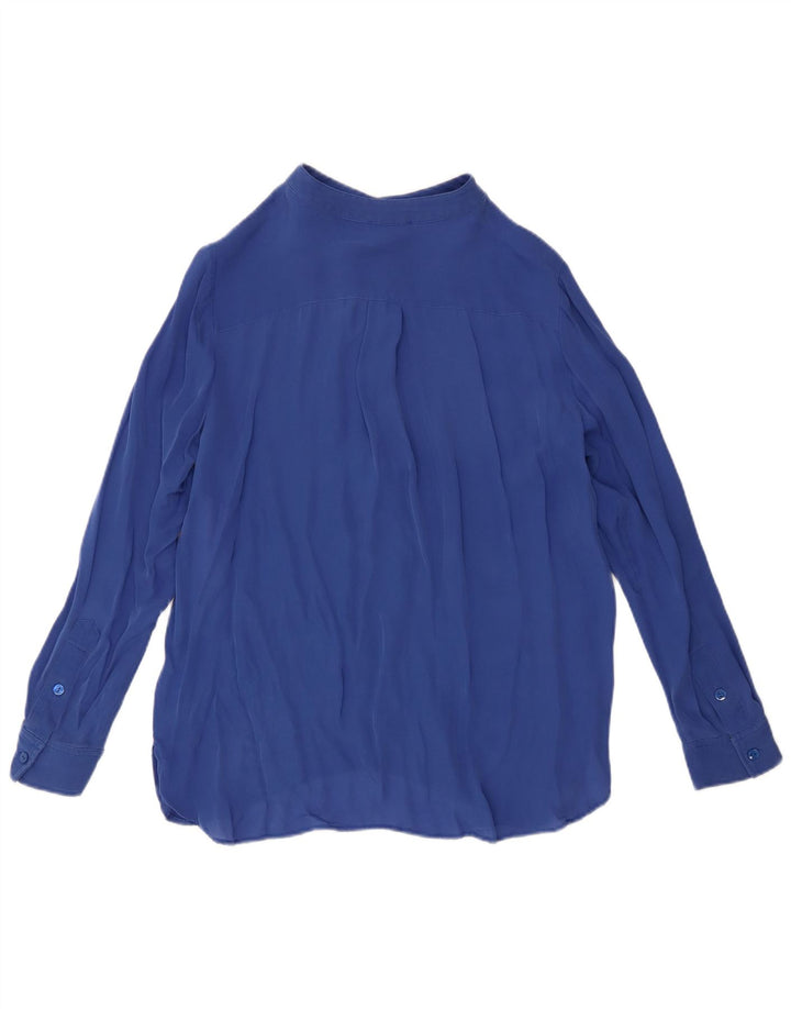 Luisa Spagnoli Dame Langærmet Bluse Top UK 14 Medium Blue Silk