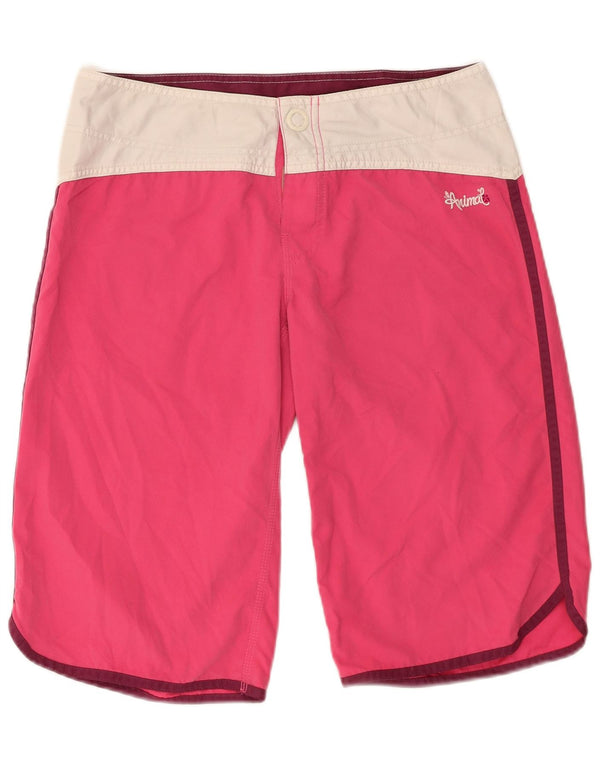 Animal Womens Chino Shorts UK 10 Small W30 Pink Colourblock Polyester