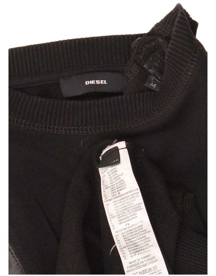 Diesel Dame Sweatshirt Jumper UK 14 Medium Sort Bomuld