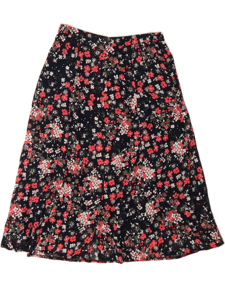 FRANCO CALLEGARI Womens A-Line Skirt EU 40 Medium W30 Black Floral Vintage Franco Callegari and Second-Hand Franco Callegari from Messina Hembry 