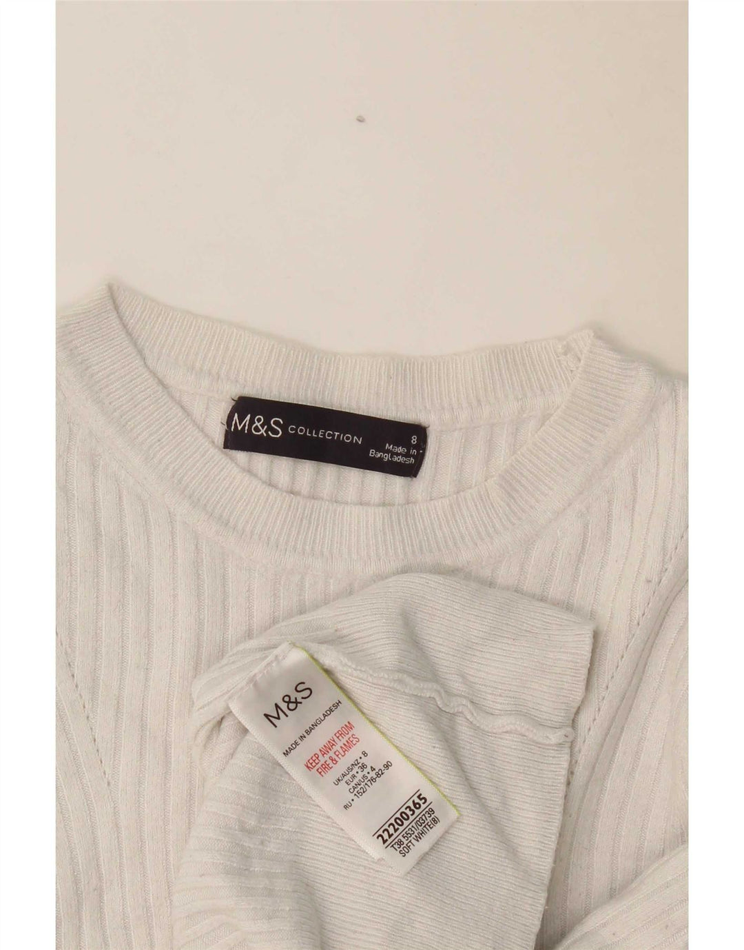 Marks & Spencer Dame Boat Neck Jumper Sweater UK 8 Small White