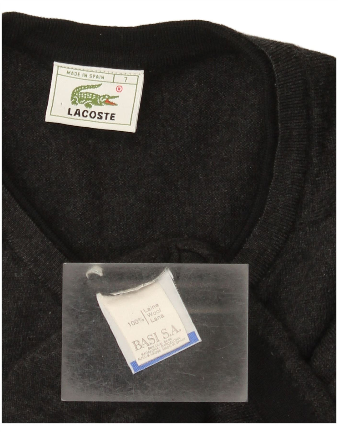 Lacoste Herre V-hals sweater Str. 7 2XL Grå Uld