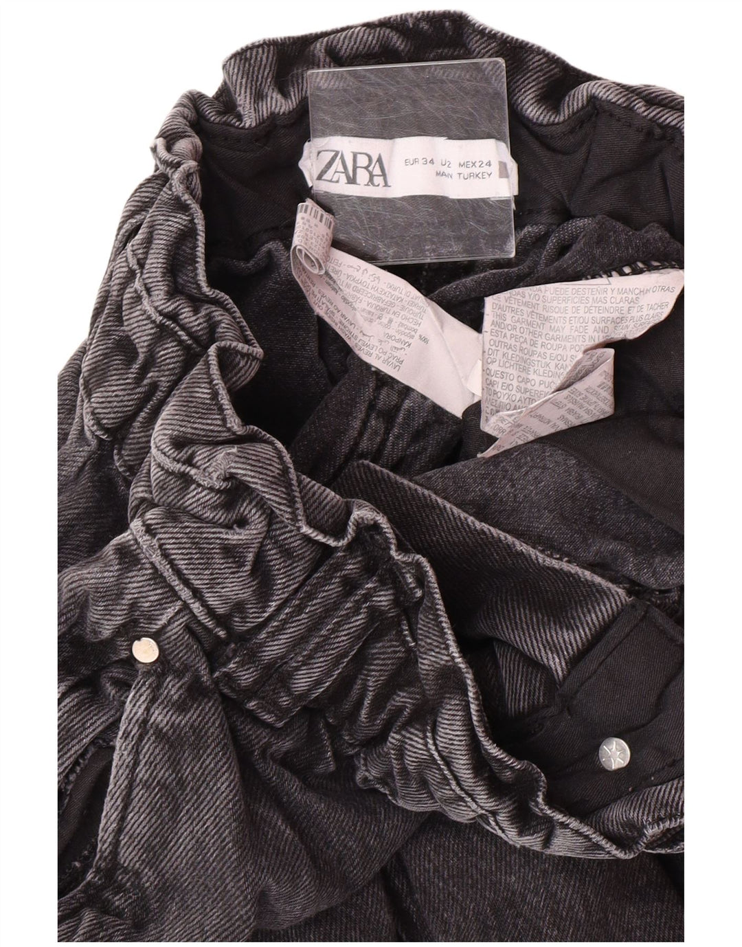 Zara Dame Højtaljede tilspidsede Jeans EU 34 2XS W24 L25 Grå Bomuld Moderne